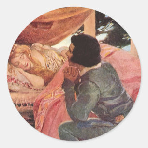 Vintages Schlafen Schönheit von Jessie Willcox Smi Runder Aufkleber