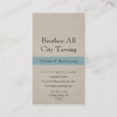 Vintages Schleppseil-LKW-Blau mit Retro Kreis Visitenkarte (Rückseite)