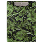 Vintages schlinggrün bearbeitetes Leder Klemmbrett (Vorderseite)