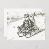 Vintages Schlittelweihnachtsmädchen Postkarte (Vorne/Hinten)