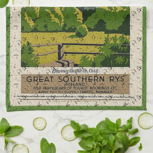 Vintages Schloss Blarney Reisewerbung Geschirrtuch (Gefaltet)
