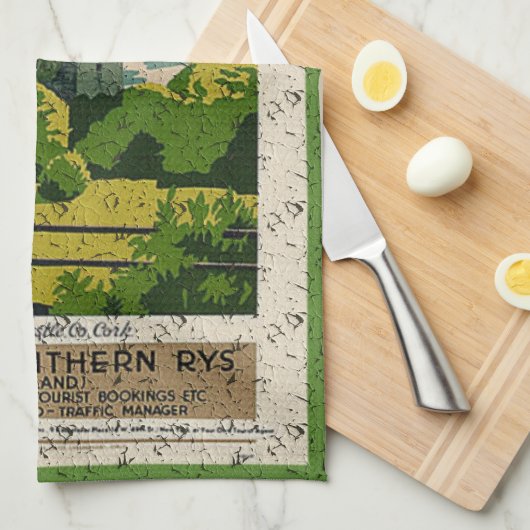 Vintages Schloss Blarney Reisewerbung Geschirrtuch (Viertel Falte)