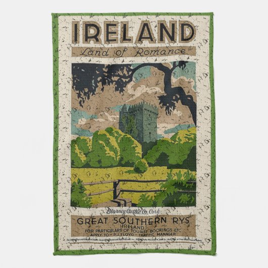 Vintages Schloss Blarney Reisewerbung Geschirrtuch (Vertikal)