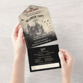 Vintages Schloss Dracula All In One Einladung (Abreißen)