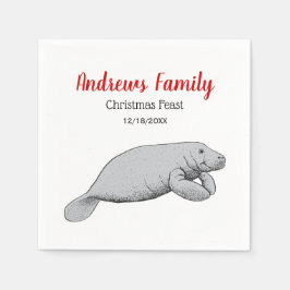 Vintages Schloss Zeichnend Weihnachten Weihnachten Serviette