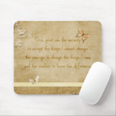 Vintages Schmetterlingeserenity-Gebet Mousepad (Mit Mouse)