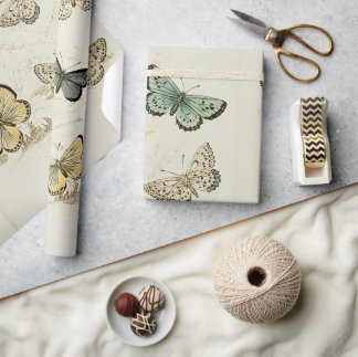 Vintages Schmetterlingposter Geschenkpapier