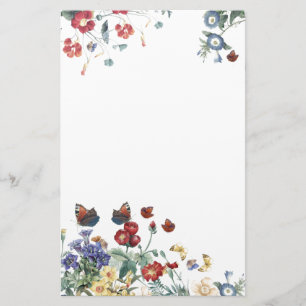 Vintages Schmetterlings-Garten-Blumen-Briefpapier Briefpapier