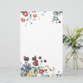 Vintages Schmetterlings-Garten-Blumen-Briefpapier Briefpapier (Stehend Vorderseite)