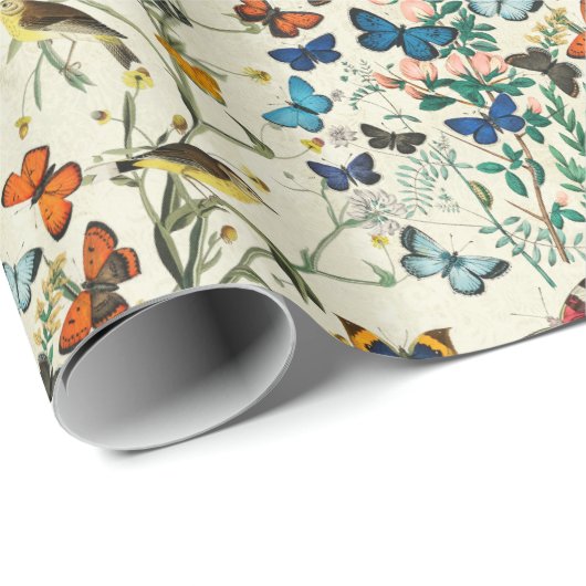 Vintages Schmetterlingspapier für botanische Elfen Geschenkpapier (Rolleneckpunkt)
