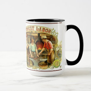 Vintages SCHMIEDbild auf Tasse EHRLICHER ARBEIT