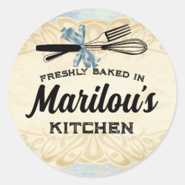 Vintages Schneebesen aus der Backküche Runder Aufkleber