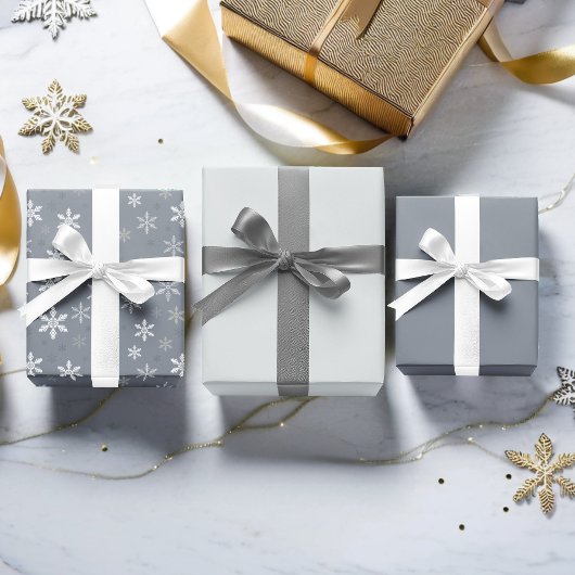 Vintages Schneeflocken-Muster Geschenkpapier Set