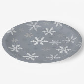 Vintages Schneeflocken-Muster Pappteller (Schrägansicht)