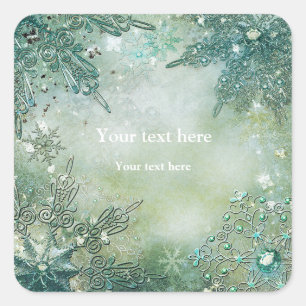 Vintages Schneeflocken Quadratischer Aufkleber