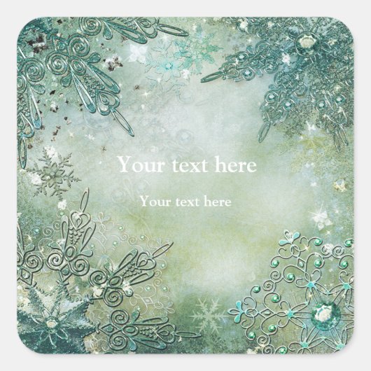 Vintages Schneeflocken Quadratischer Aufkleber (Vorderseite)