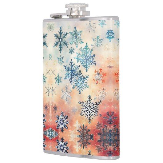 Vintages Schneeflockenmuster - Flasche Flachmann (Links)