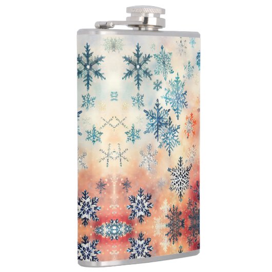 Vintages Schneeflockenmuster - Flasche Flachmann (Rechts)