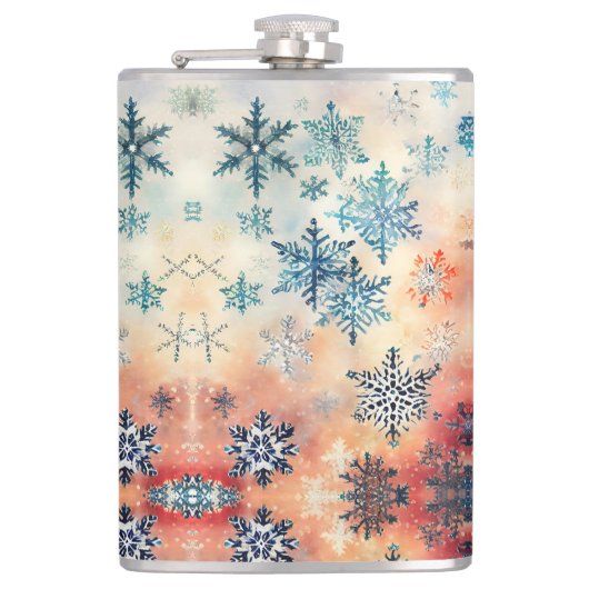 Vintages Schneeflockenmuster - Flasche Flachmann (Vorderseite)