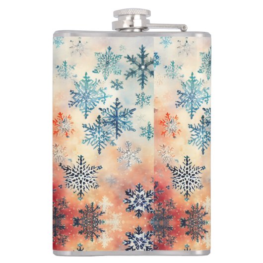 Vintages Schneeflockenmuster - Flasche Flachmann (Rückseite)