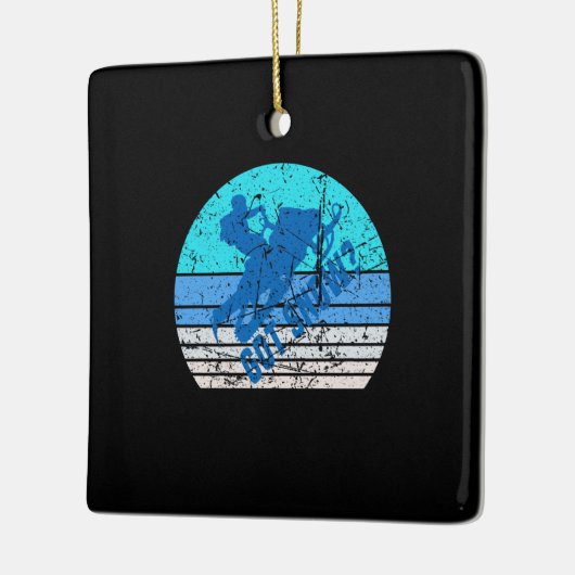 Vintages Schneemobil Keramikornament (Links)