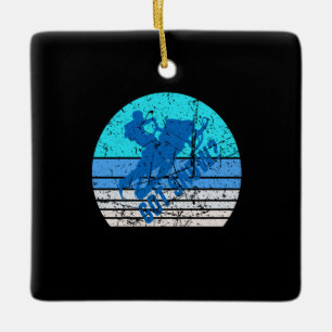 Vintages Schneemobil Keramikornament