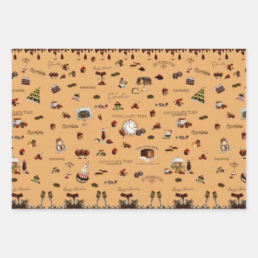 Vintages Schokoladenmuster Geschenkpapier Set (Vorderseite 2)