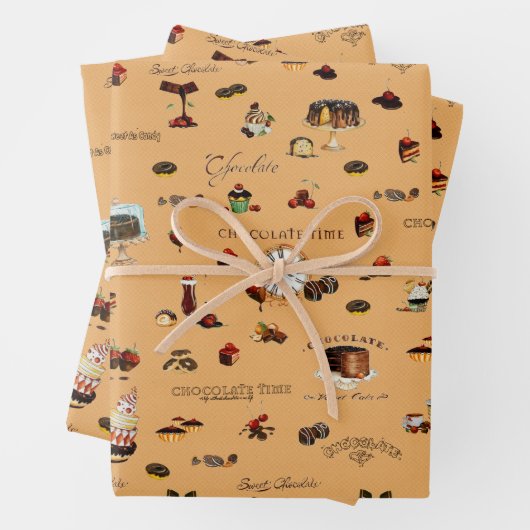 Vintages Schokoladenmuster Geschenkpapier Set (Beispiel)