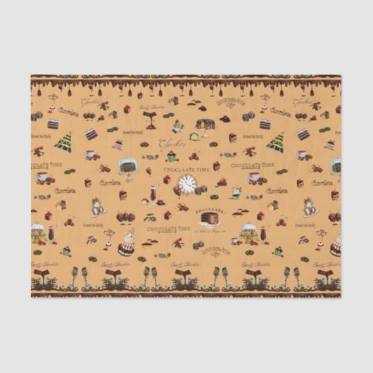 Vintages Schokoladenmuster Seidenpapier (Vorderseite)