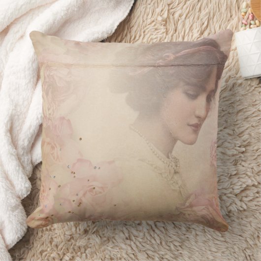Vintages schönes Dame Throw Kissen (Decke)