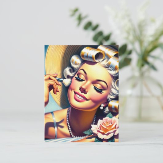 Vintages schönes Girl-Portrait Postkarte (Stehend Vorderseite)