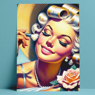 Vintages schönes Girl-Portrait Postkarte