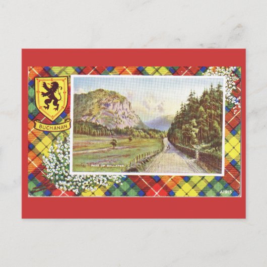 Vintages Schottland, Buchanan, Ballater-Pass Postkarte (Vorderseite)