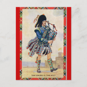 Vintages Schottland, dem Bagpipe folgen Postkarte