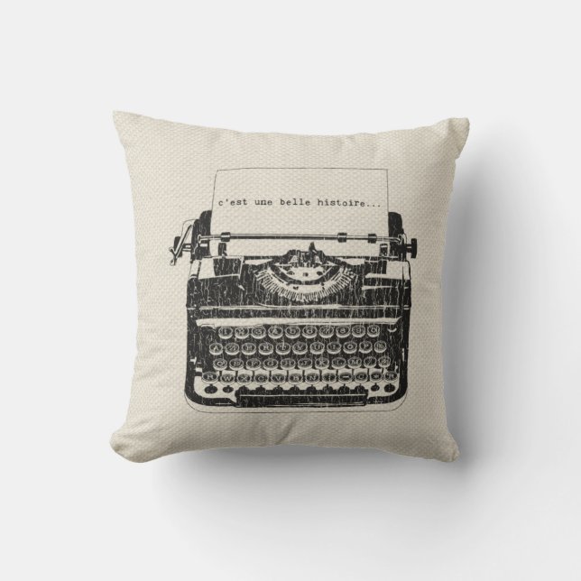 Vintages Schreibmaschinen-Kissen Kissen (Vorderseite)