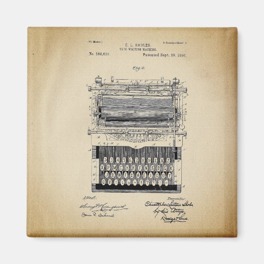 Vintages Schreibmaschinenpatent Magnet (Vorne)