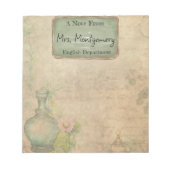 Vintages Schreibpapier, Lehrer, Blumenschrift Notizblock (Vorderseite)