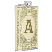 Vintages Schriftgrabgrün mit monogramm Buchstaben  Flachmann (Rechts)