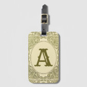 Vintages Schriftgrabgrün mit monogramm Buchstaben  Gepäckanhänger (Vorderseite Vertikal)