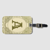 Vintages Schriftgrabgrün mit monogramm Buchstaben Gepäckanhänger (Vorderseite (Horizontal))