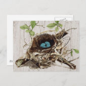 Vintages Schriftzeichen-Ephemera-Vogelnest, franzö Postkarte (Vorne/Hinten)