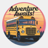 Vintages Schulbusdesign Runder Aufkleber (Vorderseite)