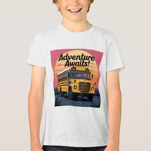 Vintages Schulbusdesign Tri-Blend Shirt (Vorderseite)