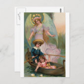 Vintages Schutzengel Kinder und Boot Postkarte (Vorne/Hinten)