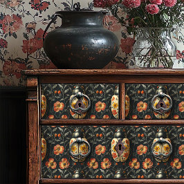 Vintages Schwarz-Gelb-Käfer-Muster Seidenpapier