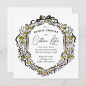 Vintages schwarz-gelbes Brautparty Einladung (Vorne/Hinten)