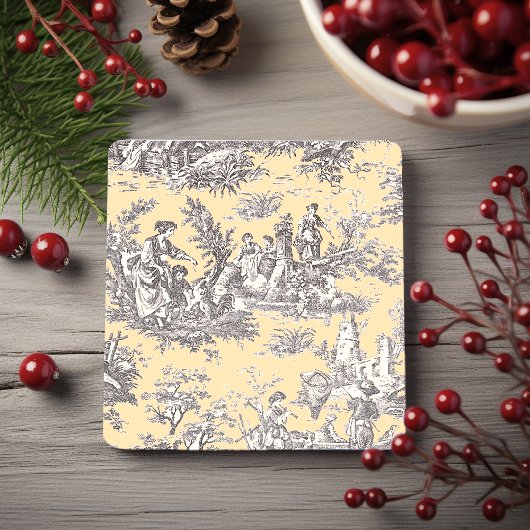 Vintages, schwarz-gelbes Jouilmuster Steinuntersetzer