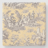 Vintages, schwarz-gelbes Jouilmuster Steinuntersetzer (Vorderseite)