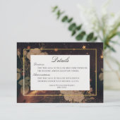 Vintages Schwarz-Gold-Glam-Blumendetails Begleitkarte (Stehend Vorderseite)