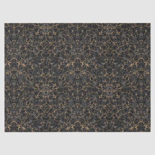 Vintages Schwarz-Gold-Glitzer-Dekoupage Seidenpapier (Vorderseite)